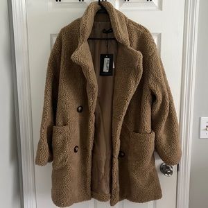 Oversized Beige Teddy Coat